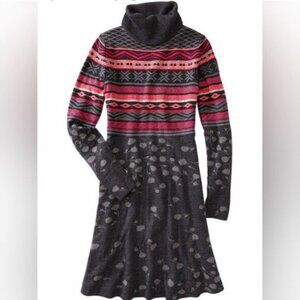 Krimson Klover NWT SZXL Merino Wool & Silk Fair Isle Sweater Dress Boho Old $$$$